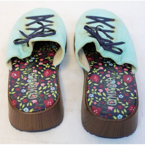Gymboree Apple For The Teacher Blue Corduroy Slip On Clogs  sz 12 Wedge Flowers - Picture 7 of 9